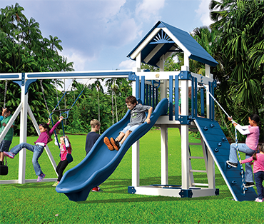 Swing Kingdom Kastle Tower A-5 Deluxe playset sold, installed, serviced by Play King, South Florida swing set dealer
