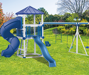 Swing Kingdom Kastle Tower KC-10 Economy Turbo vinyl playset sold, installed, serviced by Play King, South Florida swing set dealer