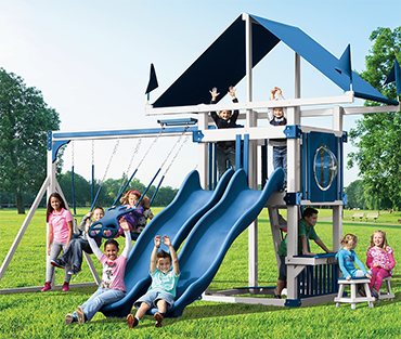 Swing Kingdom Kastle Tower KC-7 Deluxe playset sold, installed, serviced by Play King, South Florida swing set dealer