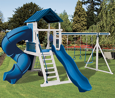 Swing Kingdom Mountain Climber SK-18 vinyl playset sold, installed, serviced by Play King, South Florida swing set dealer