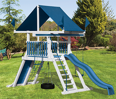Swing Kingdom Mountain Climber SK-5 vinyl playset sold, installed, serviced by Play King, South Florida swing set dealer