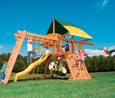 Woodplay Outback 5', Space Saver playset sold, installed, serviced by Play King, South Florida Woodplay dealer