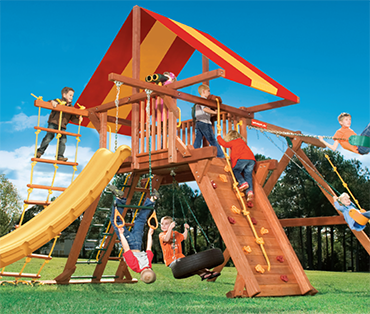 Woodplay Outback 6-A, cedar playset sold, installed, serviced by Play King, South Florida Woodplay dealer