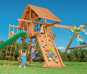 Woodplay Outback 7'-A, cedar playset sold, installed, serviced by Play King, South Florida Woodplay dealer