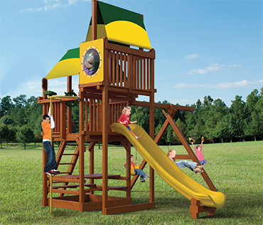 Woodplay Playhouse 6' E, cedar playset sold, installed, serviced by Play King, South Florida Woodplay dealer