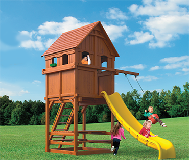 Woodplay Playhouse 6' F cedar playset sold, installed, serviced by Play King, South Florida Woodplay dealer