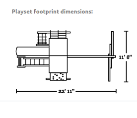 Woodplay Lions Den-C footprint and dimensions