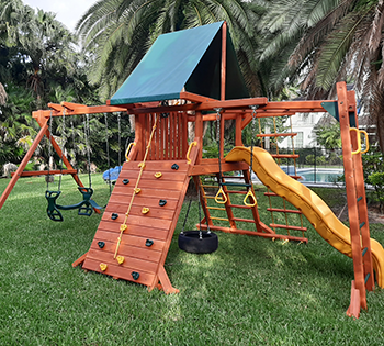 Woodplay Lions Den playset in Plantation, Florida, installed by Play King 
