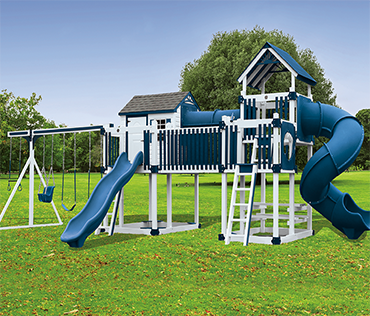 Swing Kingdom Kids Vinyl Playhouse Playset C-3 Tunnel Escape, Play King South Florida dealer for sales, service, installation.