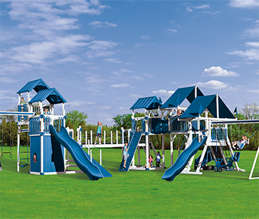 Swing Kingdom KRC Extreme, vinyl playset sold, installed, serviced by Play King, South Florida Woodplay dealer