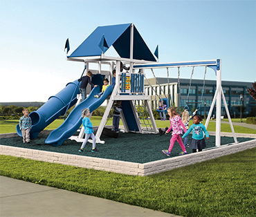 Swing Kingdom Mountain Climber SK-12 kids vinyl playset sold by Play King, South Florida Swing Kingdom dealer.
