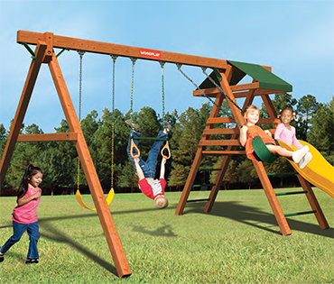 Woodplay Jungle Tower, cedar playset sold, installed, serviced by Play King, South Florida Woodplay dealer