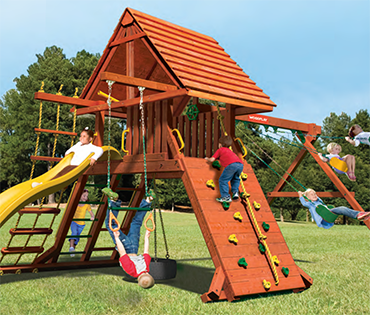 Davie Florida Woodplay dealer Play King sells, installs, and services the Woodplay Monkey Tower-C playset
