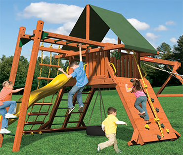 The Woodplay Lions Den-C playset from Play King, your South Florida Woodplay playset dealer