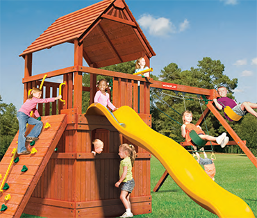 Woodplay Monkey Tower-D, cedar playset sold, installed, serviced by Play King, South Florida Woodplay dealer