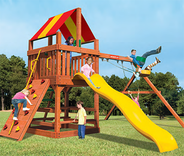 Woodplay Tiger Tower, cedar playset sold, installed, serviced by Play King, South Florida Woodplay dealer