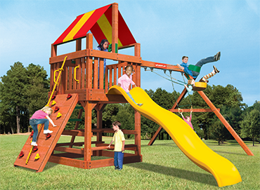 Woodplay Tiger Tower, a Safari Special from Play King, South Florida Woodplay swingset playset swing dealer.